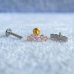 Labret Rosca Interna Titânio Cluster Zircônias Rosa - Imagem 3