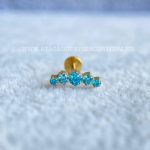 Labret Rosca Interna Titânio Cluster Zircônias Azul - Imagem 2