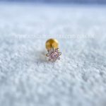 Labret Rosca Interna Titânio Flor Zircônias Rosa - Imagem 2