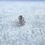Labret Rosca Interna Titânio Flor Zircônias Rosa - Imagem 4