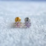 Labret Rosca Interna Titânio Flor Zircônias Rosa