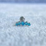 Labret Rosca Interna Titânio Cluster Zircônias Azul - Imagem 4