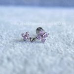 Labret Rosca Interna Titânio Trevo Zircônias Rosa - Imagem 4