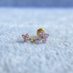 Labret Rosca Interna Titânio Trevo Zircônias Rosa - Imagem 2
