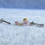 Labret Rosca Interna Titânio Trevo Zircônias Rosa - Imagem 3