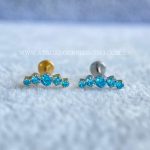 Labret Rosca Interna Titânio Cluster Zircônias Azul