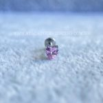 Labret Rosca Interna Titânio Coração Zircônia Rosa - Imagem 4