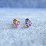Labret Rosca Interna Titânio Coração Zircônia Rosa