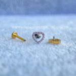 Labret Rosca Interna Titânio Coração Zircônias Rosa - Imagem 4