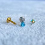 Labret Push Pin Titânio Zircônia Azul - Imagem 3