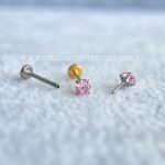 Labret Push Pin Titânio Zircônia Rosa - Imagem 2