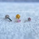Labret Push Pin Titânio Zircônia Rosa - Imagem 10