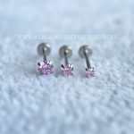Labret Push Pin Titânio Zircônia Rosa - Imagem 6