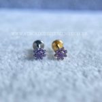Labret Rosca Interna Titânio Flor Zircônias Lilás