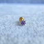 Labret Rosca Interna Titânio Flor Zircônias Lilás - Imagem 2