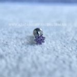 Labret Rosca Interna Titânio Flor Zircônias Lilás - Imagem 3