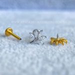Labret Rosca Interna Aço Folhas Zircônias - Imagem 3