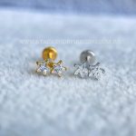 Labret Rosca Interna Aço Estrelas Zircônias