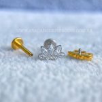 Labret Rosca Interna Titânio Flor de Lótus Zircônias - Imagem 3