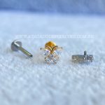 Labret Rosca Interna Titânio Borboleta Zircônias - Imagem 3