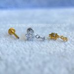 Labret Rosca Interna Titânio Flor Zircônias com Pingente - Imagem 3