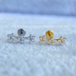 Labret Rosca Interna Titânio Cluster Flores Zircônias