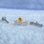 Labret Rosca Interna Titânio Cluster Flores Zircônias - Imagem 3