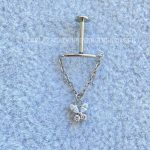 Labret Rosca Interna Titânio Pingente Borboleta Zircônias - Imagem 4