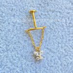 Labret Rosca Interna Titânio Pingente Borboleta Zircônias - Imagem 2