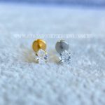 Labret Aço Rosca Interna Zirconia Gota