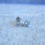 Labret Aço Rosca Interna Pingente Zircônia Redonda