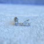 Labret Aço Rosca Interna Pingente Zircônia Gota