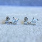 Labret Aço Rosca Interna Pingente Zircônia Quadrada - Imagem 3