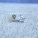 Labret Aço Rosca Interna Pingente Zircônia Quadrada