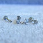 Labret Aço Rosca Interna Pingente Zircônia Redonda - Imagem 2