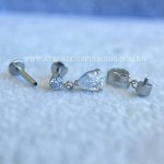 Labret Aço Rosca Interna Pingente Zircônia Gota - Imagem 2
