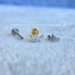 Labret Rosca Interna Titânio Flor de Lótus Zircônias - Imagem 3