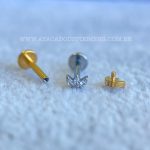 Labret Rosca Interna Titânio Flor De Lotus Zircônias - Imagem 3