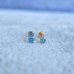 Labret Push Pin Titânio Flor Zircônias Azul - Imagem 6
