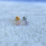 Labret Push Pin Titânio Flor Zircônias Rosa - Imagem 6