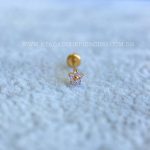 Labret Push Pin Titânio Flor Zircônias Rosa - Imagem 3