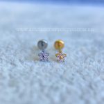 Labret Push Pin Titânio Flor Zircônias Rosa - Imagem 5