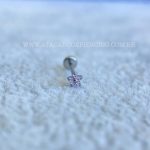 Labret Push Pin Titânio Flor Zircônias Rosa - Imagem 4