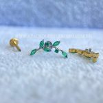 Labret Rosca Interna Titânio Ramo Zircônias Esmeralda - Imagem 3