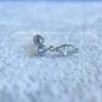 Labret Aço Rosca Interna Pingente Zircônia Navete