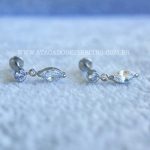 Labret Aço Rosca Interna Pingente Zircônia Navete - Imagem 3