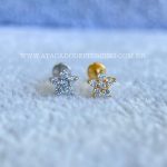 Labret Aço Rosca Interna Flor Zircônias