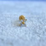 Labret Aço Rosca Interna Flor 4 Zircônias - Imagem 3