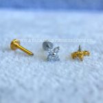 Labret Aço Rosca Interna Flor 4 Zircônias - Imagem 2
