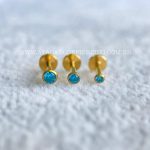 Labret Titânio Push Pin Zircônia Cravejada Azul - Imagem 9